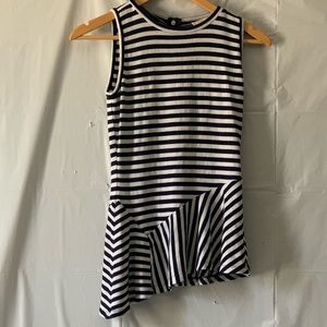 Michael Kors XS Sailor Striped Tank Asymmetrical Hem High Neck